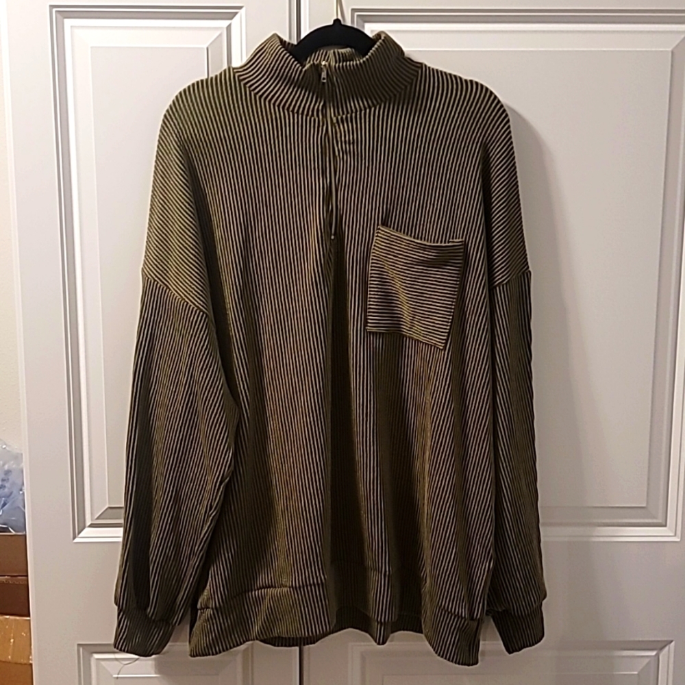 NWOT White Birch Ribbed Knit Mock Neck 1/4 Zip Long Sleeve Top Size 1X